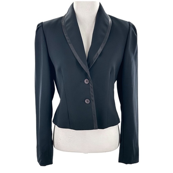 Diane Von Furstenberg womens blazer size 6 black tuxedo vintage 80s Corpcore - Picture 13 of 13